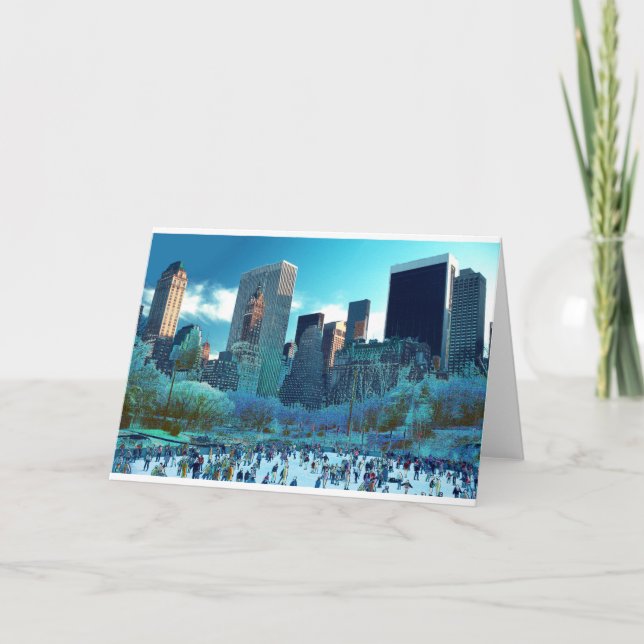 Ice Skating Fantasy Central Park Helgkort (Framsida)