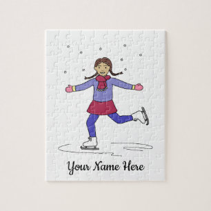 Ice Skating Figur Skater Personlig Namn Pussel