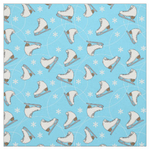 Ice Skating Figur Skater Winter Blue Patterned Tyg