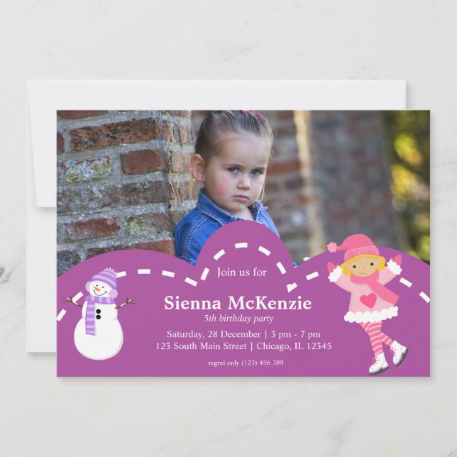 Ice Skating-födelsedag Inbjudningar (Framsida)