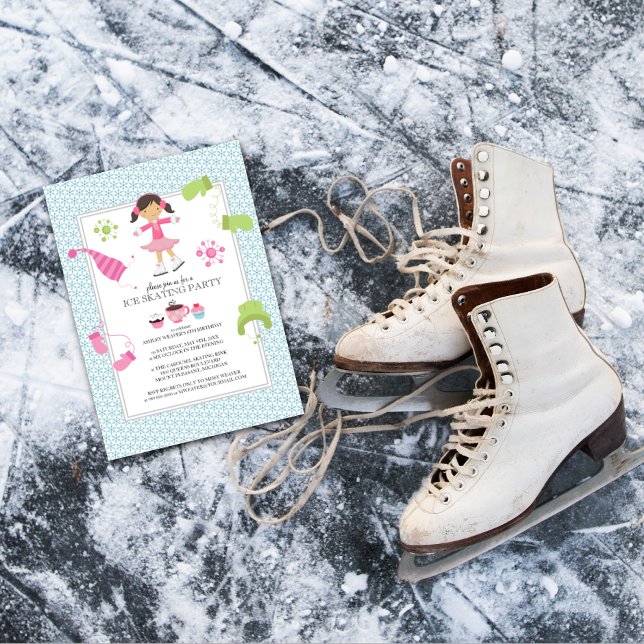 Ice Skating Födelsedagsfest inbjudan (Skapare uppladdad)