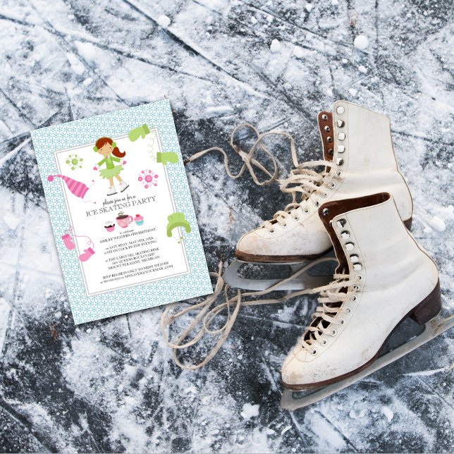 Ice Skating Födelsedagsfest inbjudan (Skapare uppladdad)