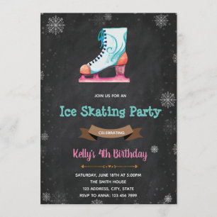Ice Skating födelsedagsfest inbjudan