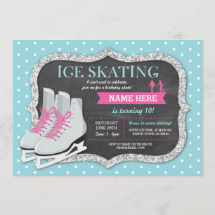 Ice Skating Födelsedagsfest Rink Skate Inbjudan