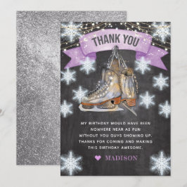Ice Skating Girl Birthday Glitter Tack Kort