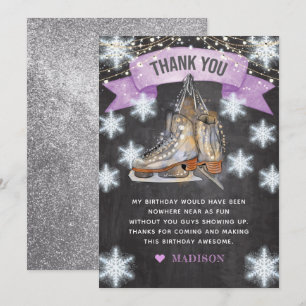 Ice Skating Girl Birthday Glitter Tack Kort