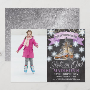Ice Skating Girl Birthday Photo Personlig Inbjudningar