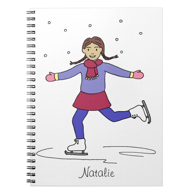 Ice Skating Girl Figur Skater Anteckningsbok Med Spiral (Framsidan)