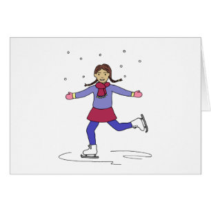 Ice Skating Girl Figur Skater Hälsningskort
