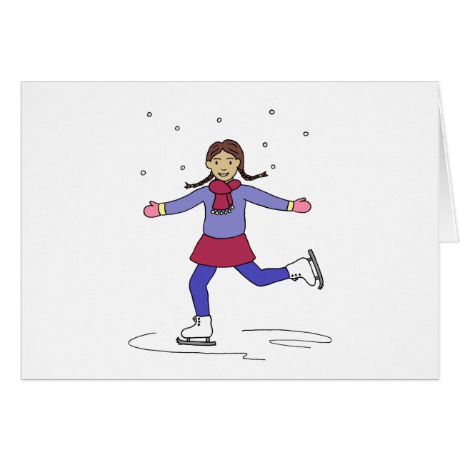 Ice Skating Girl Figur Skater Hälsningskort (Framsidan Horizontal)