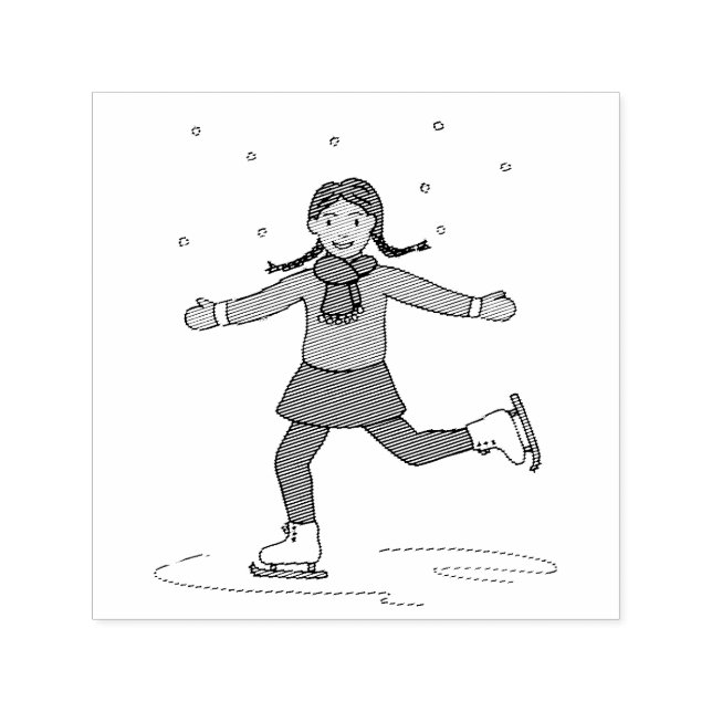 Ice Skating Girl Figur Skater Självfärgande Stämpel (Design)