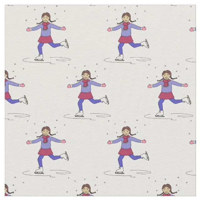 Ice Skating Girl Figur Skater Tyg (Närbild)