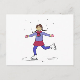 Ice Skating Girl Figur Skater Vykort