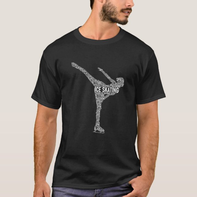 Ice Skating Girl Typography Roller Figur Skater W T Shirt (Framsida)