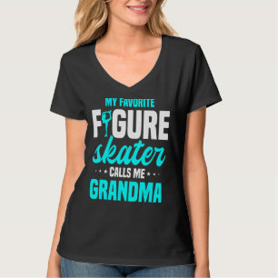 Ice Skating Grandma Skater Ice Skates Figur Skati T Shirt