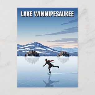 Ice Skating in Sjö Winnipesaukee Travel Vykort