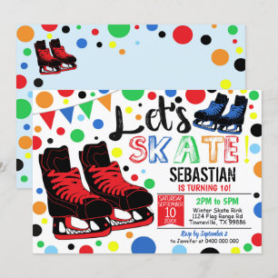 Ice Skating Investigation Ice Skating Party Boy Re Inbjudningar