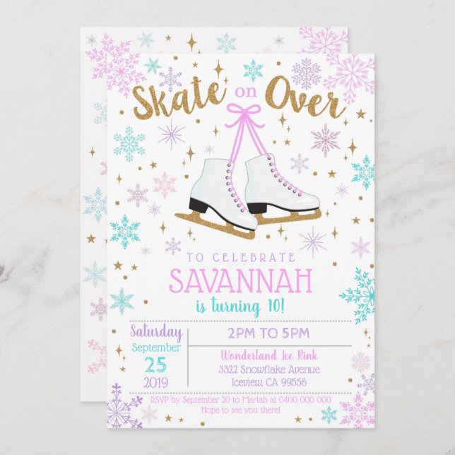 Ice Skating Investigation Ice Skating Party Girl Inbjudningar (Fram/baksida)