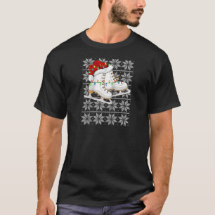 Ice Skating jul Ljus Santa Hat Ice Skating T Shirt