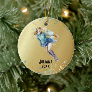 Ice-Skating Ornament, Ice Hockey Girls jul Julgransprydnad Keramik