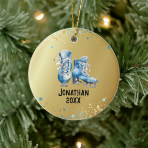 Ice-Skating Ornament, Ice-Hockey-jul Julgransprydnad Keramik