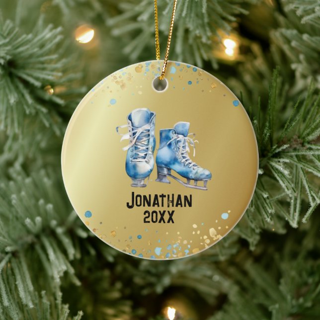 Ice-Skating Ornament, Ice-Hockey-jul Julgransprydnad Keramik (Träd)