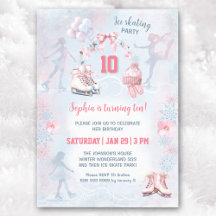 Ice Skating Party Rosa Blue Winter Girl Birthday