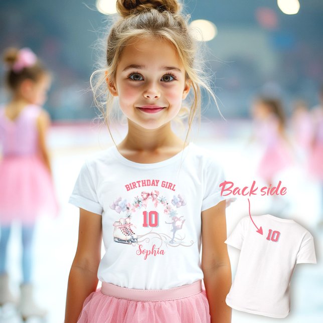 Ice Skating Party Rosa Blue Winter Girl Birthday T Shirt (Ice Skating Party Pink Blue Winter Girl Birthday T-Shirt)