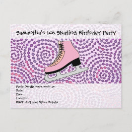 Ice Skating Party, Rosa Skate Inbjudan Vykort
