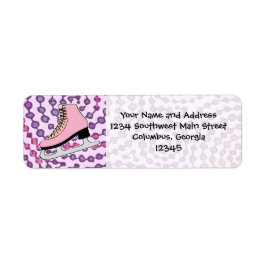 Ice Skating Party, Rosa Skate Returadress Etikett