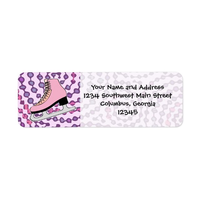 Ice Skating Party, Rosa Skate Returadress Etikett (Framsidan)