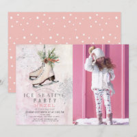 Ice Skating Party Snowflake Rosa Birthday Photo