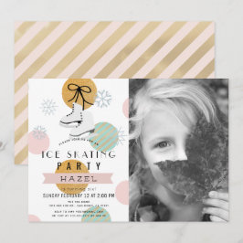 Ice Skating Party Winter Rosa Girl Girl Birthday Inbjudningar