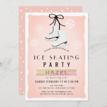 Ice Skating Party Winter Rosa Retro Birthday
