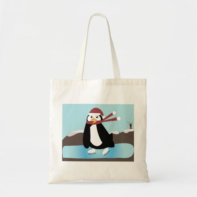 Ice Skating Penguin Bag Tygkasse (Framsidan)