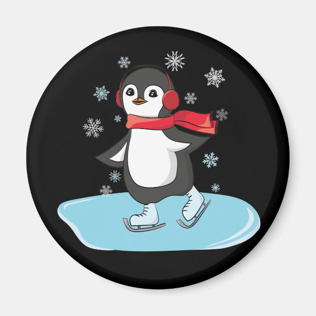 Ice Skating Penguin Magnet (Framsidan)