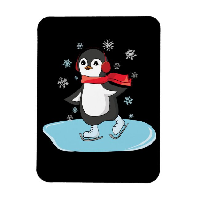 Ice Skating Penguin Magnet (Vertikal)
