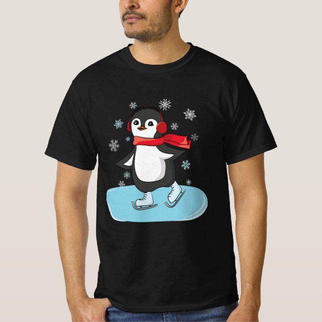 Ice Skating Penguin T Shirt (Framsida)
