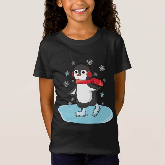 Ice Skating Penguin T Shirt (Framsida)