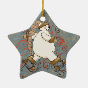 Ice Skating Polar Bear Helgdag Ornament