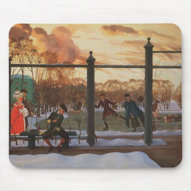 Ice Skating Rink in Winter (av Konstantin Somov) Musmatta (Framsidan)