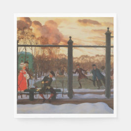 Ice Skating Rink in Winter (av Konstantin Somov) Pappersservett