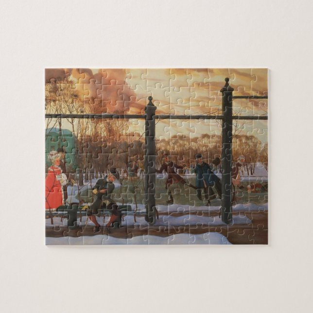 Ice Skating Rink in Winter (av Konstantin Somov) Pussel (Horisontell)