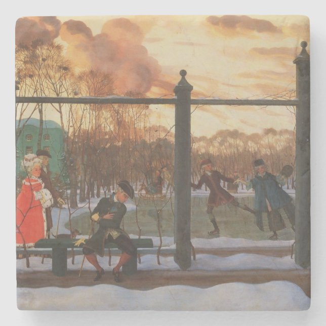 Ice Skating Rink in Winter (av Konstantin Somov) Stenunderlägg (Framsidan)