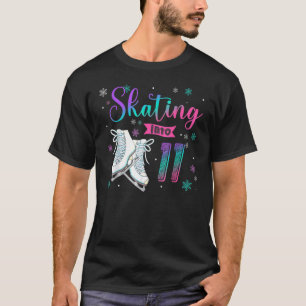 Ice Skating Rolling 11th Födelsedagsfest Girl Fami T Shirt