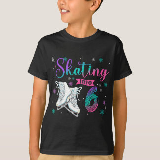 Ice Skating Rolling 6e Födelsedagsfest Girl Family T Shirt