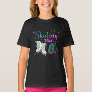 Ice Skating Rolling 8th Födelsedagsfest Girl Fami T Shirt