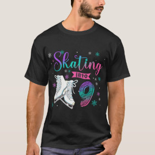 Ice Skating Rolling 9th Födelsedagsfest Girl Famil T Shirt