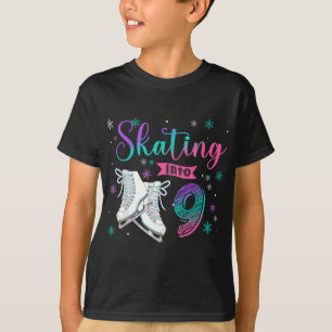 Ice Skating Rolling 9th Födelsedagsfest Girl Famil T Shirt
