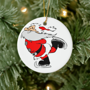 Ice Skating Santa Julgransprydnad Keramik